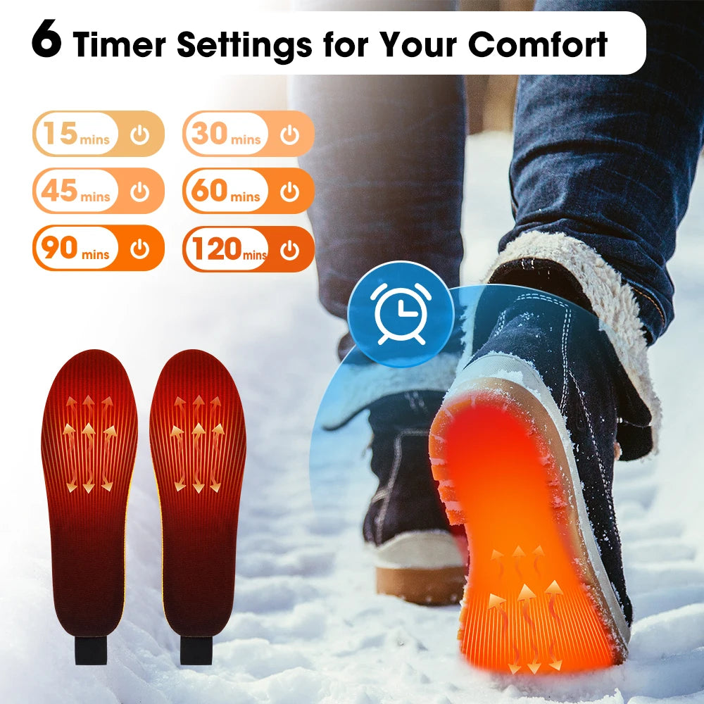 NEW APP Control Heated Insoles Electric Foot Warming Pad for Winter Outdoor Ski Adjustable Temperature Feet Heater Shoe Pads