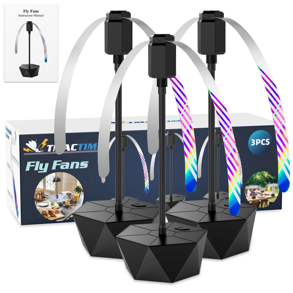 2/3pcs Fly Fans For Tables Effective Fly Repellent Fan Keeps Flies Away With Soft Blades USB  Picnic BBQ Party  Fly  Fans