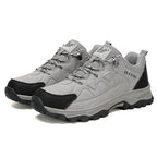 Men's Hiking Shoes Low Top Leather Trail Sneakers Anti-Slip, Black or Beige, EU 37-49