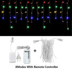Icicle String Lights Outdoor LED Fairy Lights Garland For New Year Party Wedding Garden Terrace Christmas Decoration Lamps