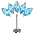 ASTM F136 Titanium EAR PIERC 5 Marquise Zircon Paved Top Threaded Labret Studs Tragus Pircing Earrings Lip studs Body Jewelry
