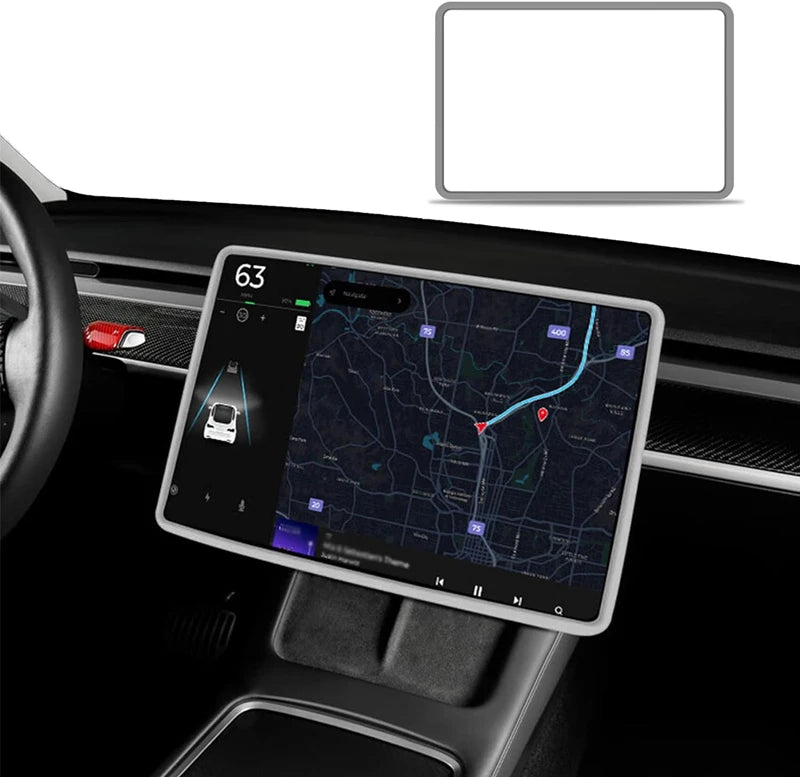 For Tesla Juniper Y Highland 3 YL Silicone Central Control Screen Frame Cover Anti-Scratch Edge Protector Car Interior Accessori