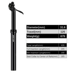 SP25A Hydraulic Dropper Seatpost Upgraded 6061 Aluminum No Lag 100-170mm Travel for MTB Road Gravel Easy Install