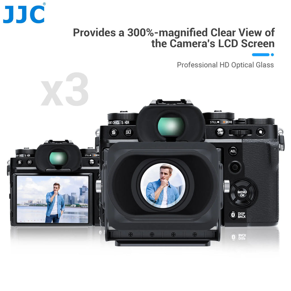 JJC 3X LCD Viewfinder Camera Extender Eyecup Eyepiece Collapsible fit 3.0" Screen for Nikon Z30 Sony ZV-1 RX100 Fuji X-T30 III