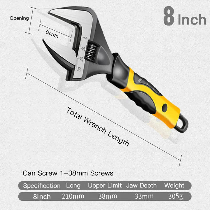 AIRAJ Adjustable Wrench Stainless Steel Universal Spanner Bathroom Wrench Household Large Open High Quality Plumbing Repair Tool
