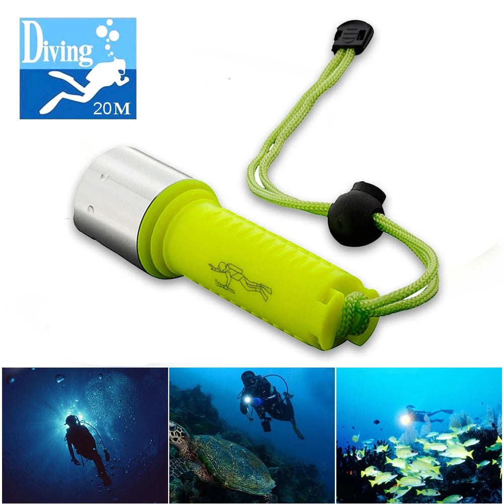 Rechargeable Q5 LED Diving Flashlight Torch for Scuba Underwater, 18650 Battery