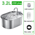 3.2L Cat Automatic Water Dispenser Pet Water Fountain USB With Filter Stainless Steel Dog Drinking Fountain For Cats Dogs ﻿