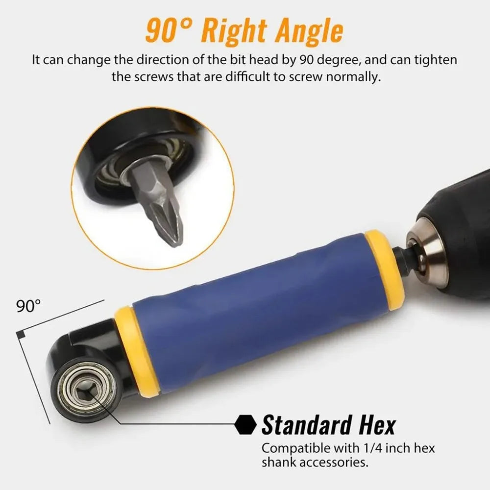 90 Degree Right Angle Extension Screwdrive Multi Purpose Metal Right Angle Drill Adapter Blue Electric Tool