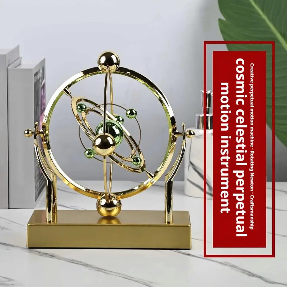 Celestial Orbit Pendulum Perpetual Motion Machine, Kinetic Art Desk Decor, Astronomy Model for Home Office, Rotating Sculpture