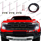 For Aftermarket Raptor Grille 3Pcs Amber White LED Light Pickup Grille Light DIY LED Light Fit For FORD RANGER RAPTOR 2023-2025+