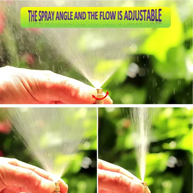 Garden Misting Cooling System Kit with Brass Nozzles, Patio Greenhouse Irrigation - 10m