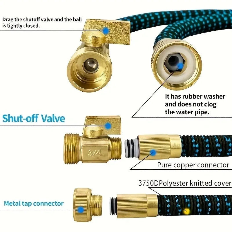 GOUN HOSE Flexible Expandable Garden Hose US 3/4 Metal Joints High PressureCar Wash Hose Expandable Garden Water Hose 25-150FT