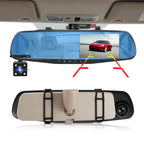 4.3in 1080P Dual Lens Rearview Mirror Dash Cam DVR Night Vision, 32GB/64GB Options