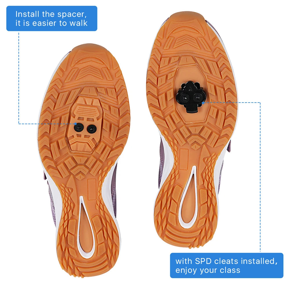 Women's SPD MTB Cycling Shoes Hard Sole Indoor Spin Bike Sneakers, Sizes 36-42