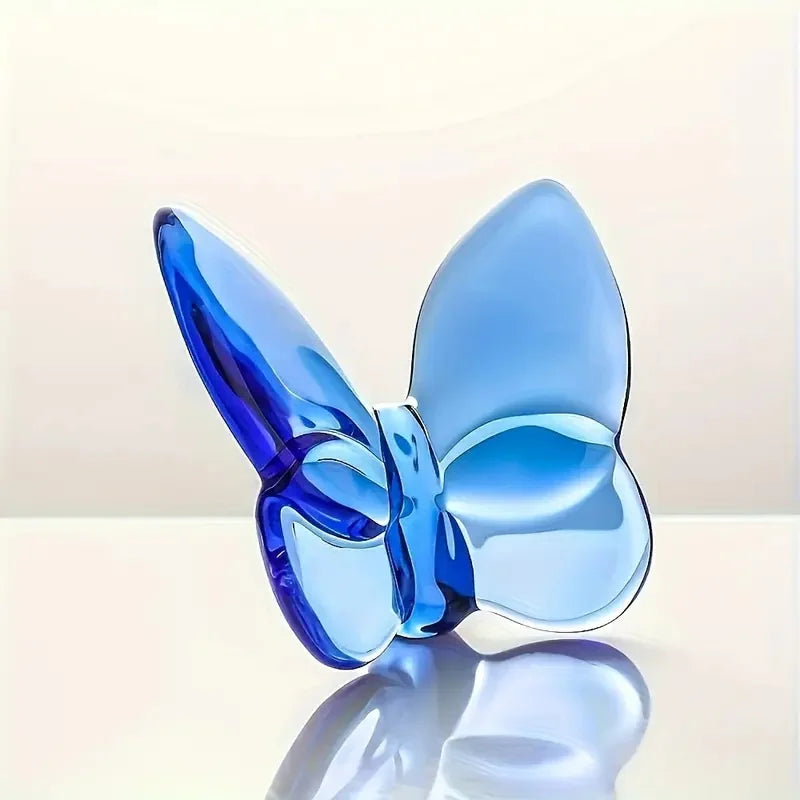 1pc, Elegant Crystal Glass Butterfly Desktop Decor, Home Office Desk Ornament, Bookcase, Living Room Gift For Wedding And Party