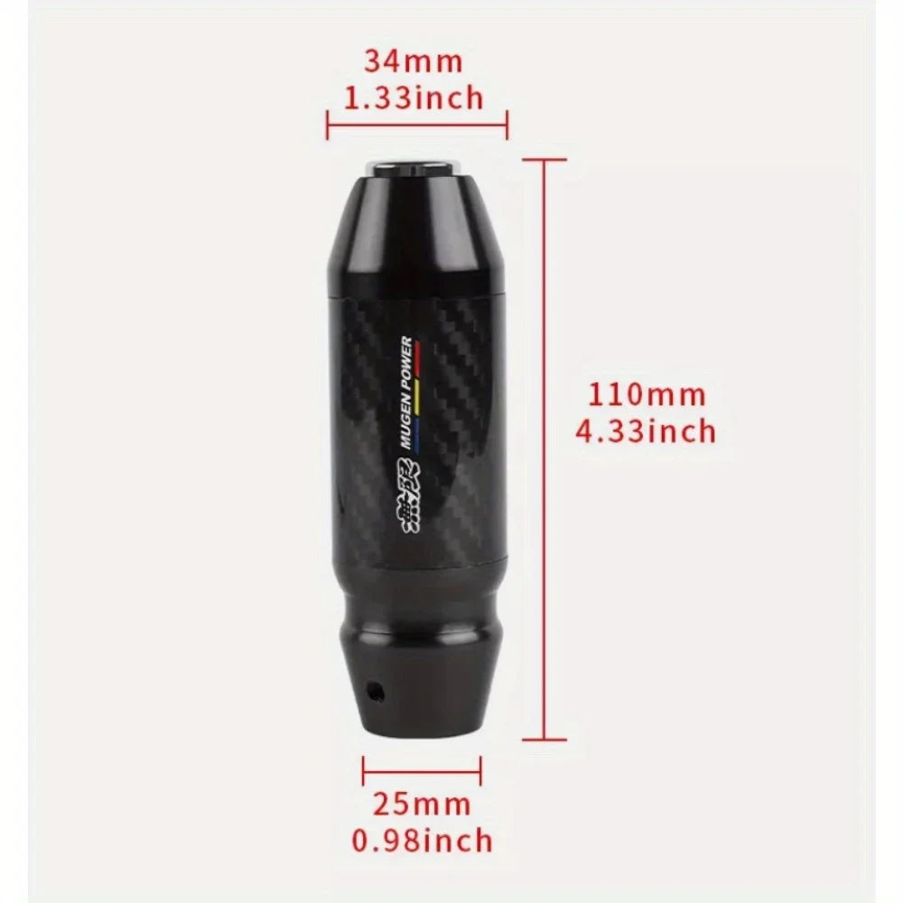 JDM Universal MUGEN Carbon Fiber Aluminum Black Automatic Stick Gear Shift Knob