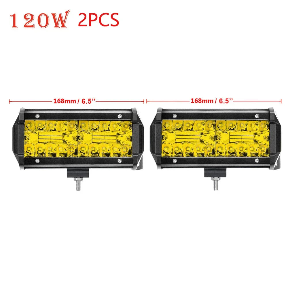 Long Range LED Work Light Bar 4X4 Offroad Led Headlights 12-24V Amber Spotlights Driving Fog Lamp for Tractors Truck Motorcycle