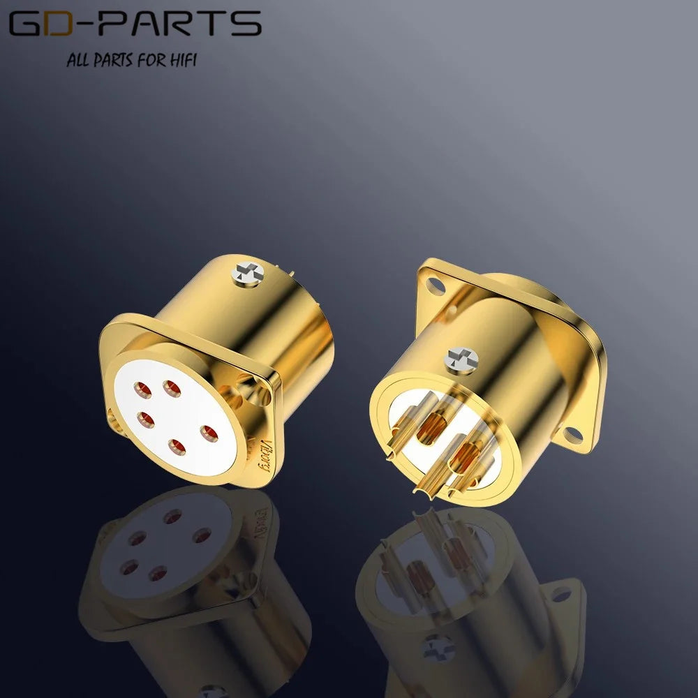 Viborg CF205G 5Pin XLR Socket 24K Gold Plated Copper Accept Stax Pro Bias Headphones Socket Stax Headphone Plug