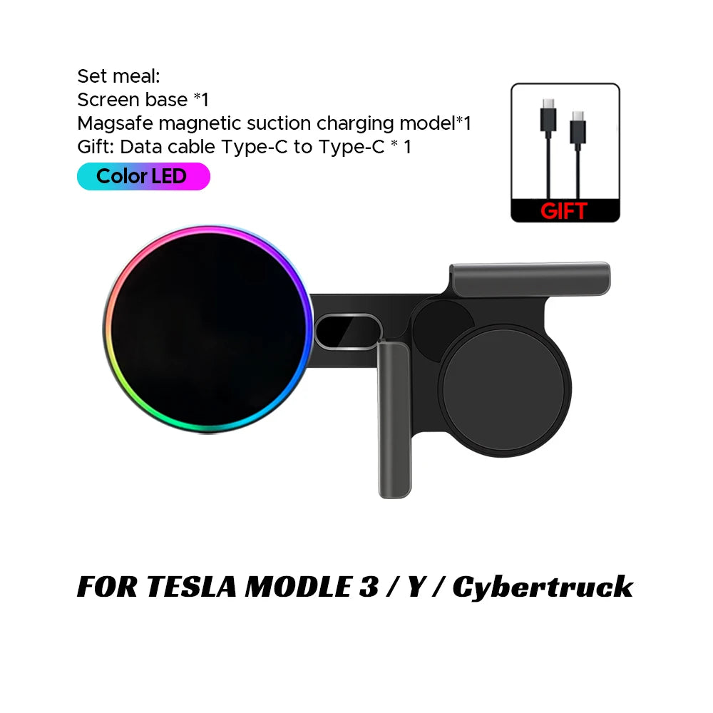 Car Phone Mount Holder 15W Compatible with MagSafe Magnetic Wireless Charger for Tesla Model Y Launch 2026 Model 3 HIGHLAND BYD