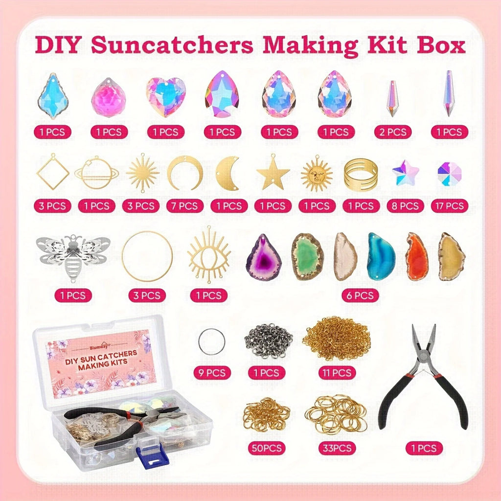 DIY Crystal Suncatcher Making Kit for Adults, Window Hanging Prism and Agate, Style A