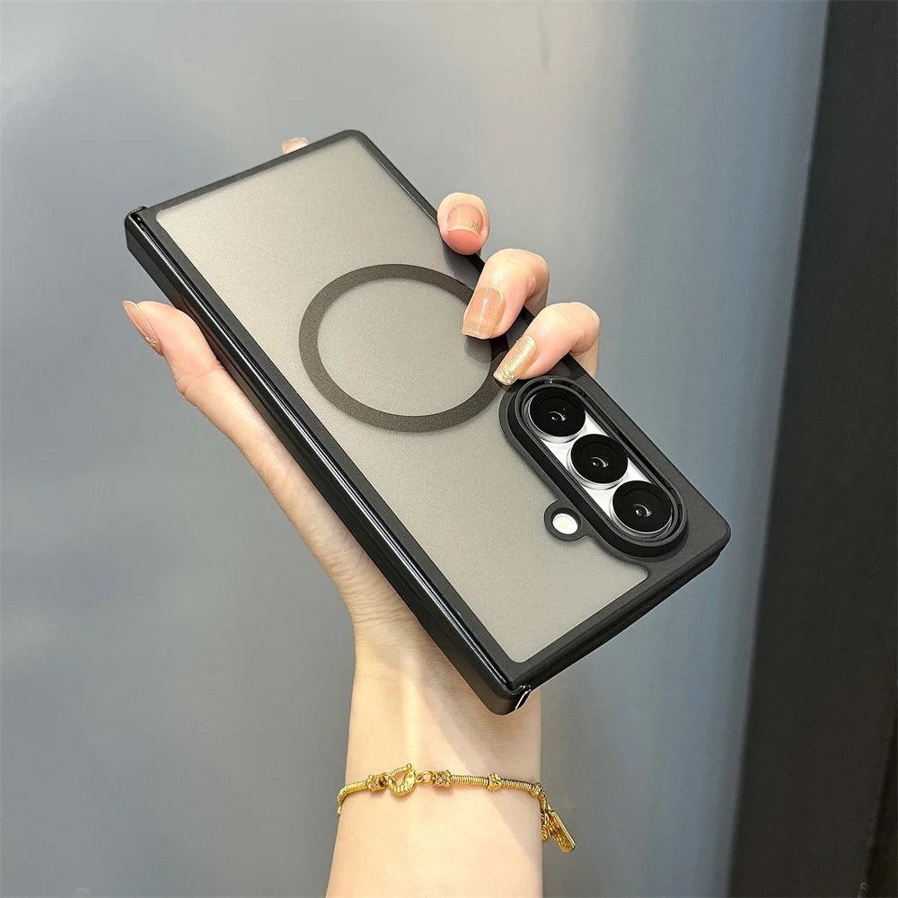 Fold7 Case Cover For Magsafe Magnetic Matte Phone Case For Samsung Galaxy Z Fold 7 5G 2025 Transparent Hinge Protection Cover