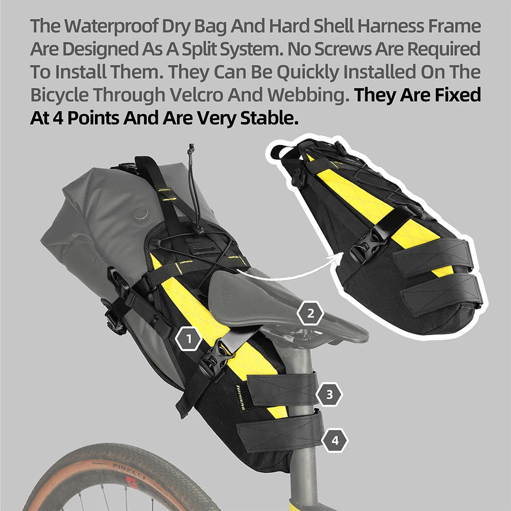 Rhinowalk Upgraded Bicycle Tail Bag Bike Seat Bag 14L Waterproof Bike Bag Long Distance Travel Luggage