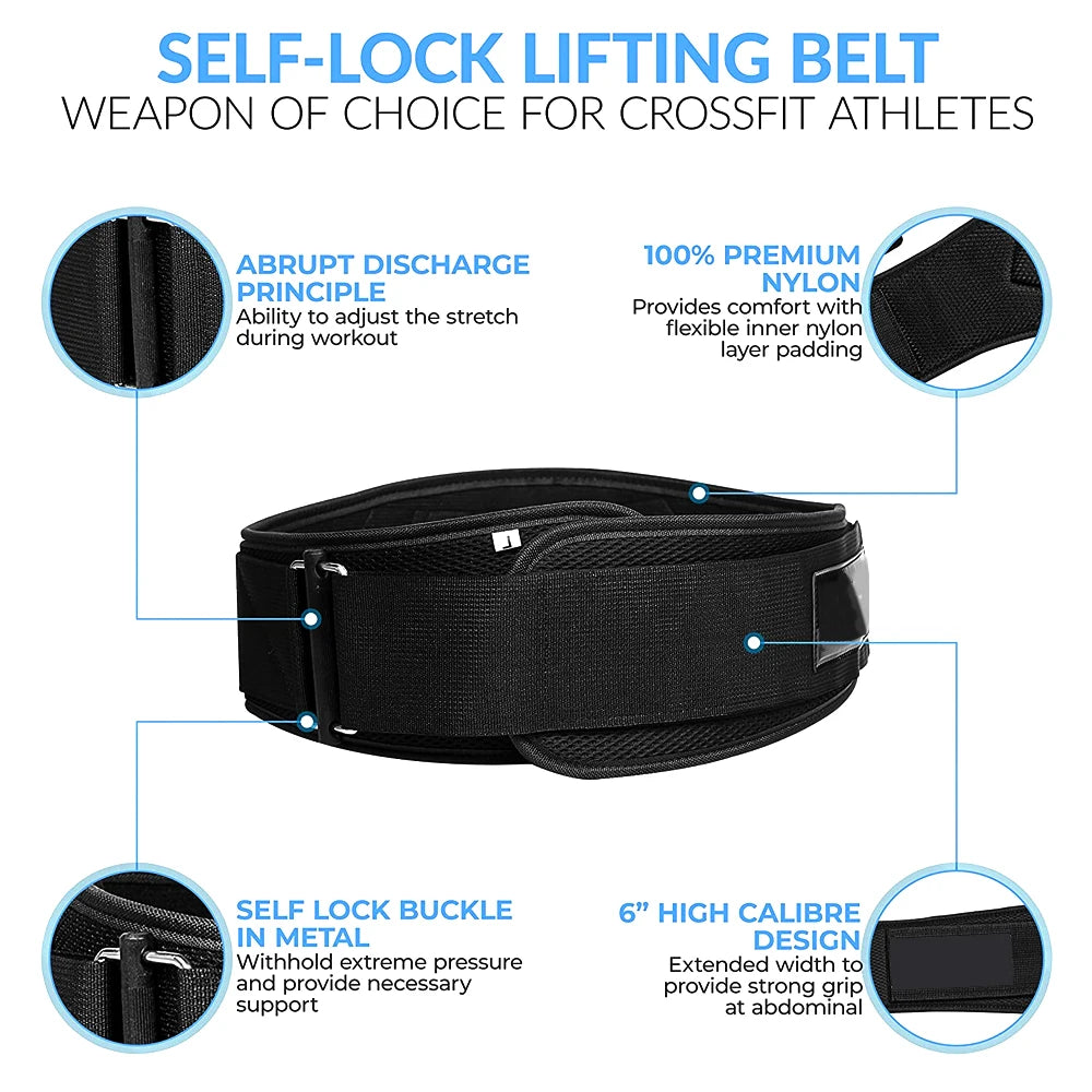 Weightlifting Belt Lumbar Back Support Waist Brace for Squats, Black/Blue/Gray/Rose Red S-XXL