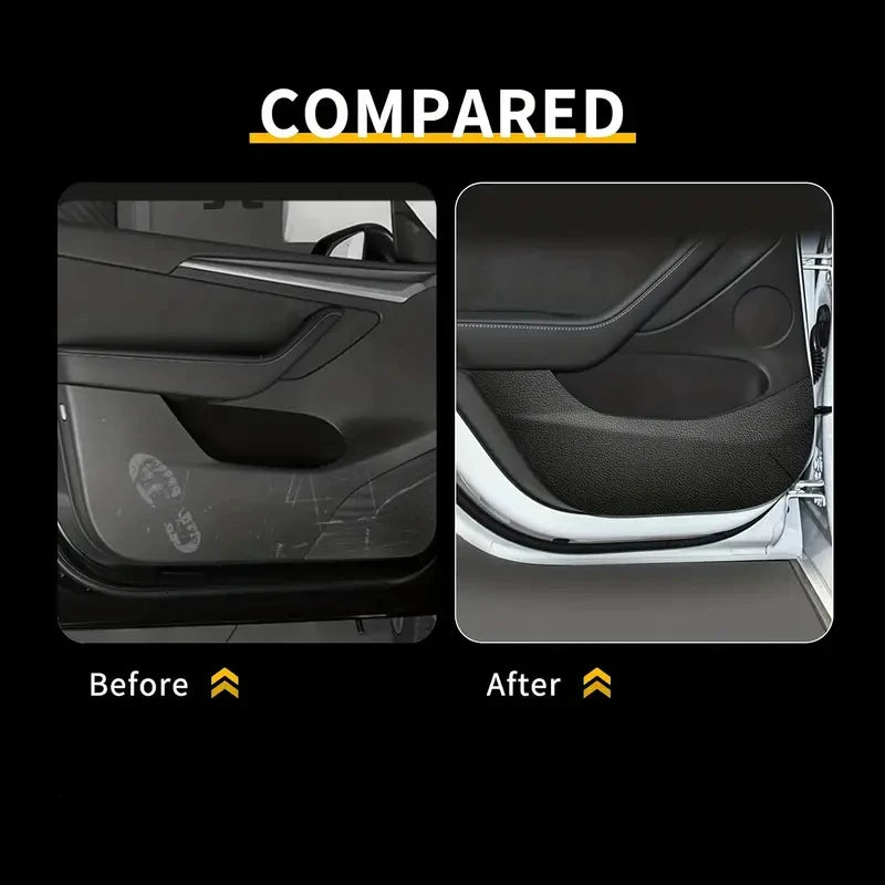 For Tesla Model 3/Y Car Door Anti-Kick Pad Leather Side Door Panel Protective Stickers Trim Anti-Dirty Mat Interior Accessories