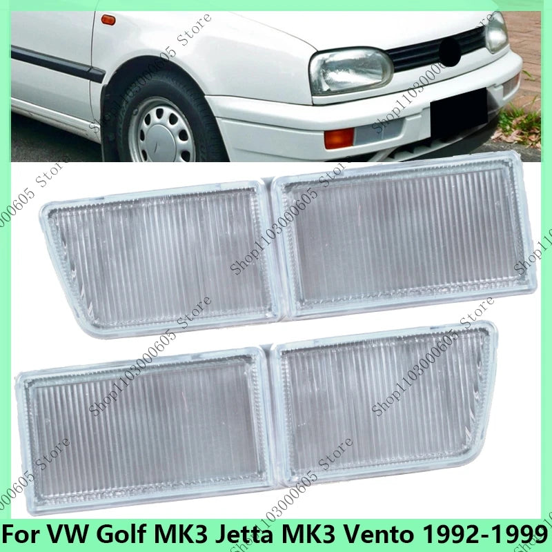 Front Bumper Reflector Light Covers Grille Set (Left+Right) for VW Golf/Jetta/Vento MK3 1992-1999