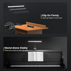 Glocusent New Foldable Long-Lasting Clip on Piano Musical Sheet Lamp Color & Brightness Adjustable Led Music Stand Light