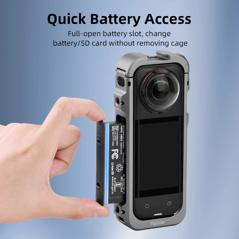 Flymile X5 Cage Metal Protective Case for Insta360 X5 Accessories Camera Aluminum Alloy Frame Cage with Silicone Lens Cover