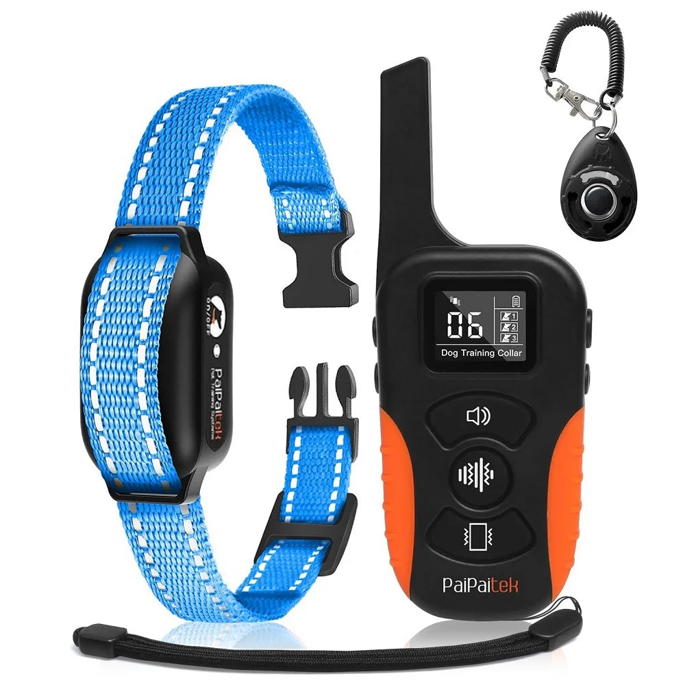 No Shock Dog Training Collar,1000m Waterproof Vibrating Dog Collar,Rechargeable Electronic Collar for All Size Dog Bark Collar