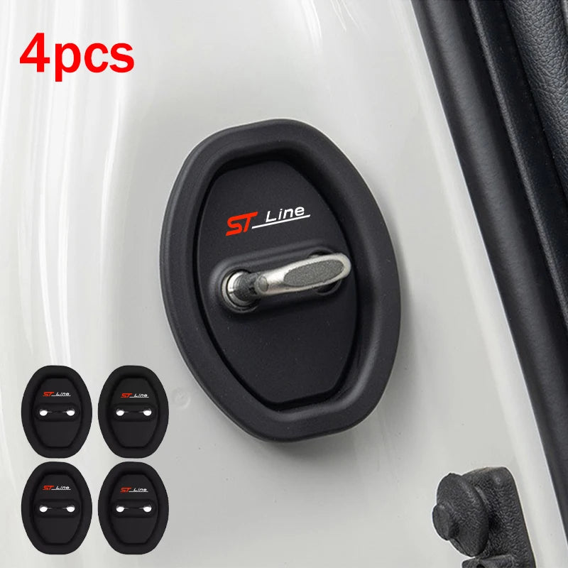 4 pcs Extendable Silicone Car Door Lock Covers Waterproof Rust-proof Protection For ST Line ST MK3 MK5 Puma Fiesta Focus MK4 Car
