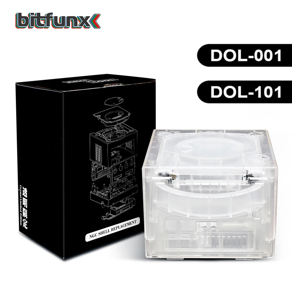 Bitfunx Gamecube NGC Replacement Shell Transparent Case for Gamecube NGC GC Game Console