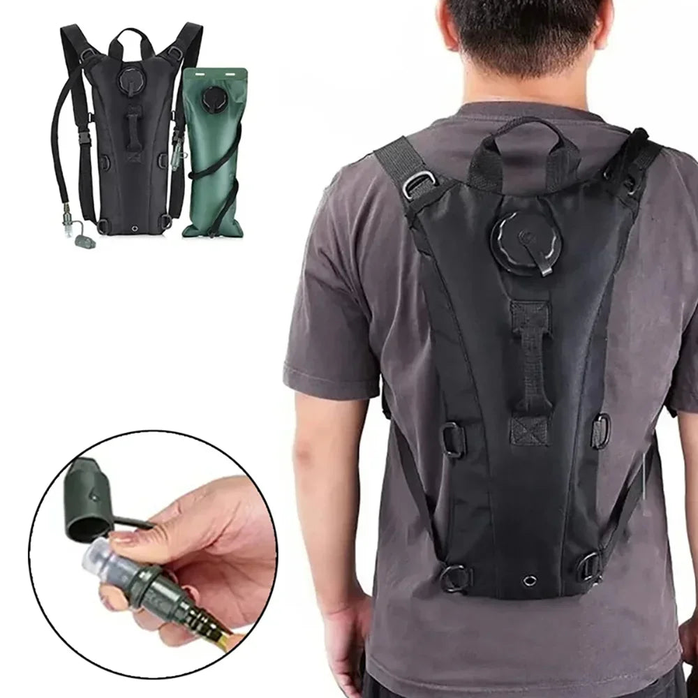 3L Waterproof Hydration Backpack Water Bladder Bag for Hiking Cycling Travel, Army Green/Black/Camo
