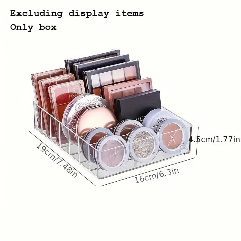 7-Compartment Clear Plastic Makeup Organizer - Lipstick & Eyeshadow Holder, Cosmetic Storage Tray for Bathroom Essentials