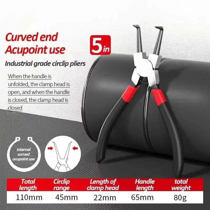 5-In Circlip Pliers,，Retaining Ring Pliersfor Removing Installing Puller Locking Rings ShaftsNeedle nose Pliers