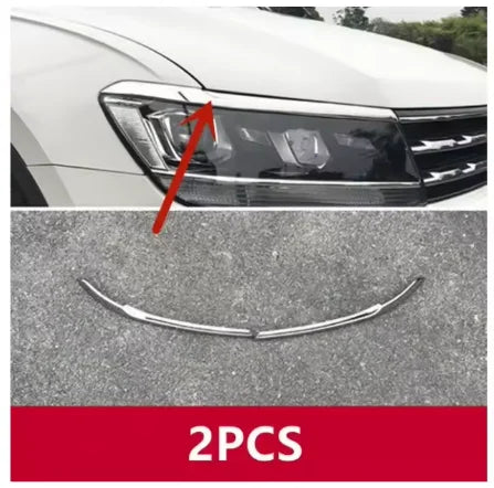 Front Headlight Eyebrow Trim Cover for VW Tiguan MK2 European 2017-2021, Silver/Black