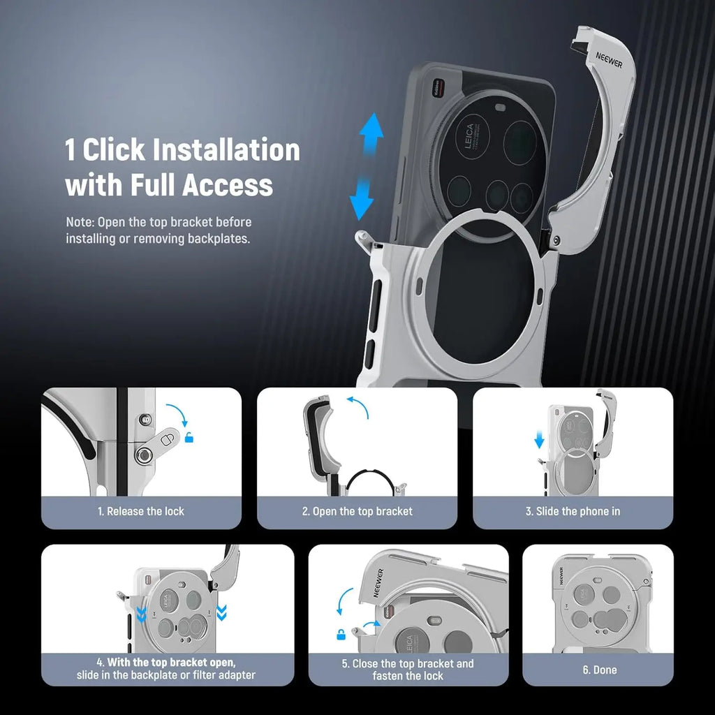 NEEWER Phone Cage Case Quick Release Video Rig Case Phone Stabilizer Holder For Xiaomi 15 Ultra with 67mm Filter Adapter