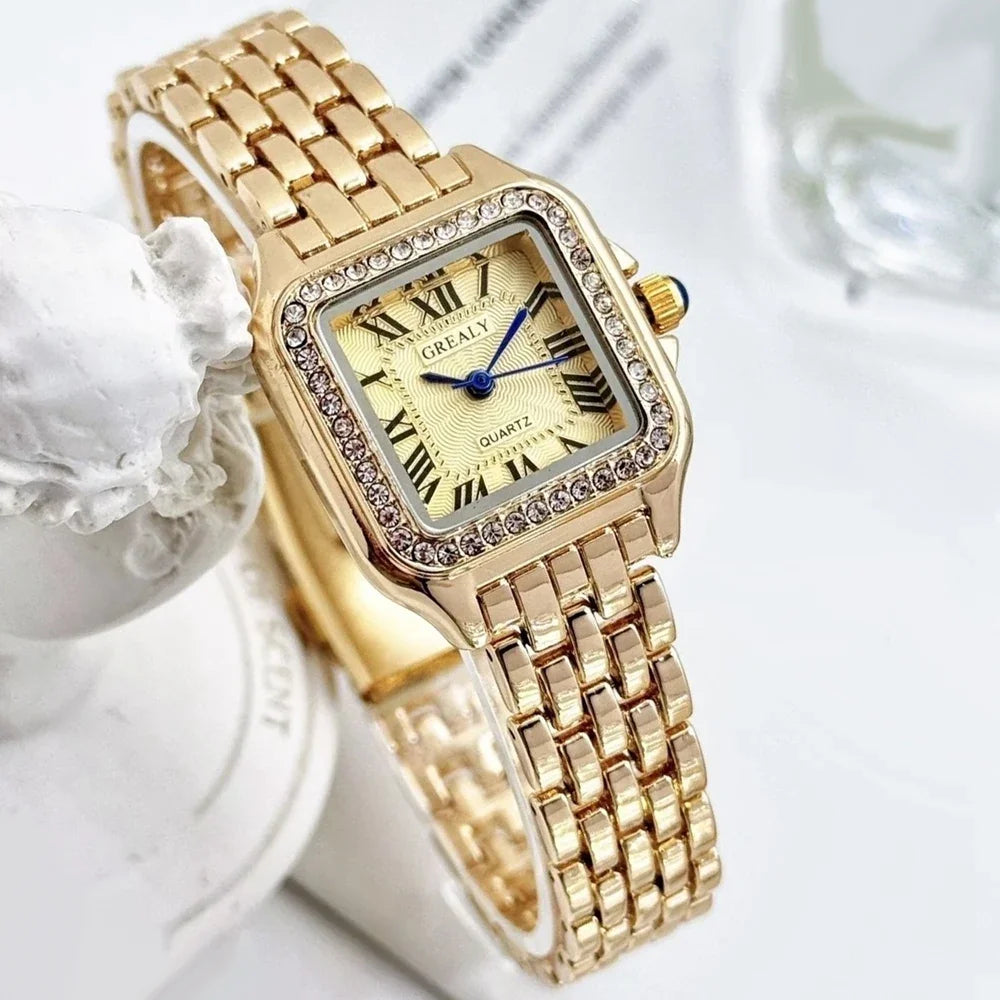 Luxury Rhinestone Women Watches Fashion Square Quartz Wristwatch Simple Ladies Clock Reloj Mujer