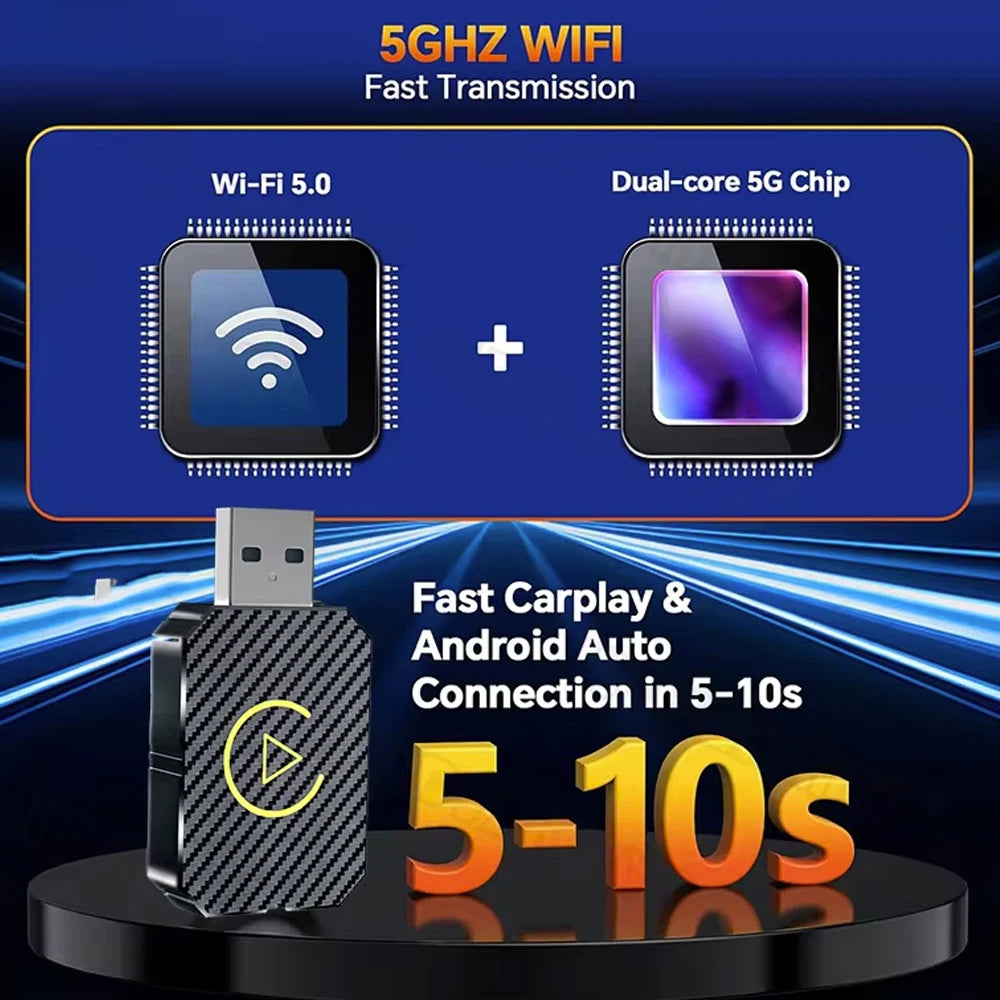 NEW Wireless CarPlay Android Auto Adapter Wired to Wireless 2 in 1 Mini Car Ai Box for Audi Toyota VW Peugeot plug and paly