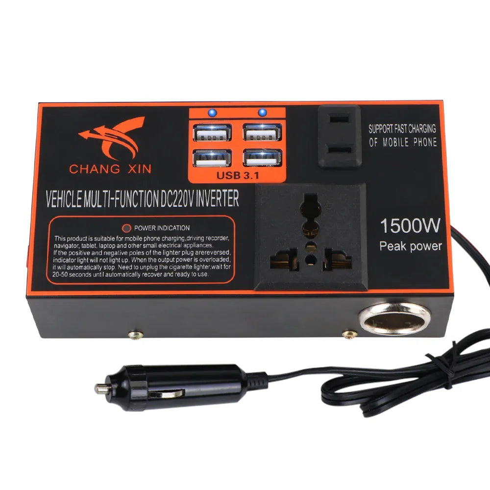 Car Power Inverter Adapter Converter Cigar Lighter Plug 8 Ports USB Chargers DC 12V/24V to AC 110V/220V Cigarette Lighter Socket