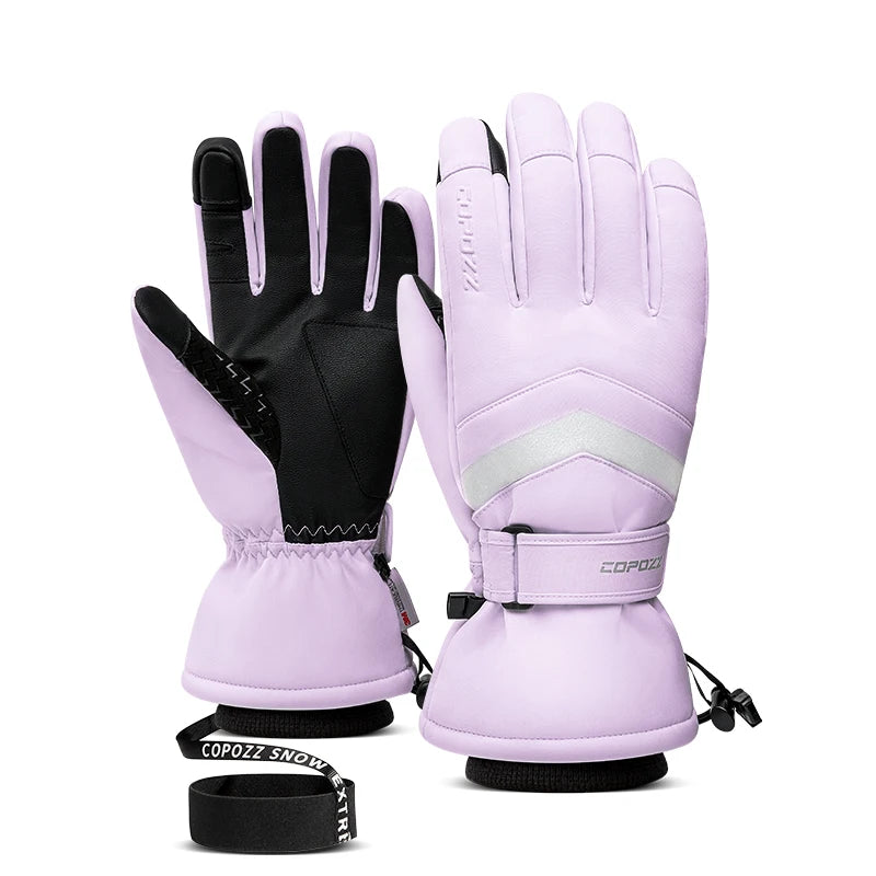 COPOZZ NEW Winter Ski Gloves Men Waterproof Warm Snowmobile Gloves Women Thicken Thermal Snow Gloves With Touchscreen Function