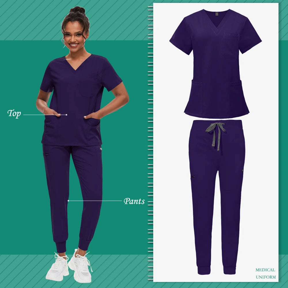 Scrub Sets Uniform Women Joggers Hospital Accessories Medical Surgical Gown Pharmacy Healthcare Work Wear Unisex Mens Scrub Soft