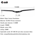 ODI Bicycle Handlebar 7050 Luminum Alloy Plating CNC MTB  Handlebar 31.8*760mm Mountain Bike Handle Bar Bicycle Part