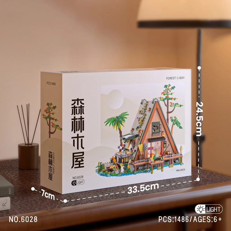 1486PCS / 1108PCS Forest House building blocks with LED light Tree Cabin Display Bricks Set Kit for Nature Lovers Adults Kids