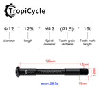 Tropicycle MTB Road Bike Thru Axle Front Fork Shaft Skewers M12x1.0 M12x1.5 12x142/162/174 12x100/110mm Aluminum alloy Bike Axle
