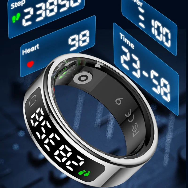 R11C Display Screen Smartring Men Women Gesture Swipe Video Waterproof Smart Ring Charging Case Health Monitor For Android IOS