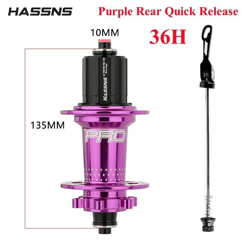 HASSNS Pro 7 36h Rear Hub Bearing 36Holes Freehub MTB Bike Four Palin 32H Rear Hub for 7-12 Speed Noisy Cube Bicycle 6 Pawl Hubs