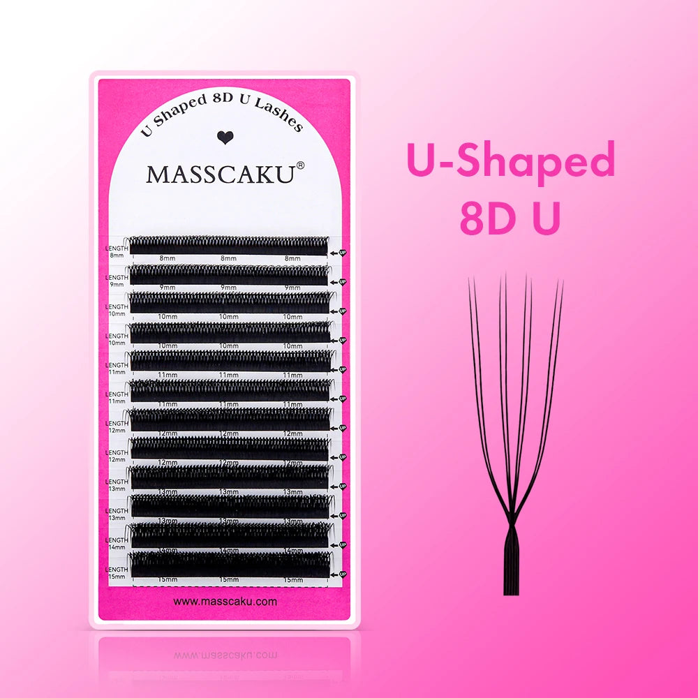 New Arrival 5cases/lot U Style 3D 4D 5D Eyelash Extensions C D Curl Denser Slender Cilios U-Shaped Pestañas Postizas by MASSCAKU